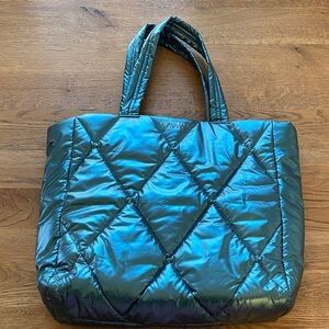 Victoria's Secret Shiny Teal Quilted Tote